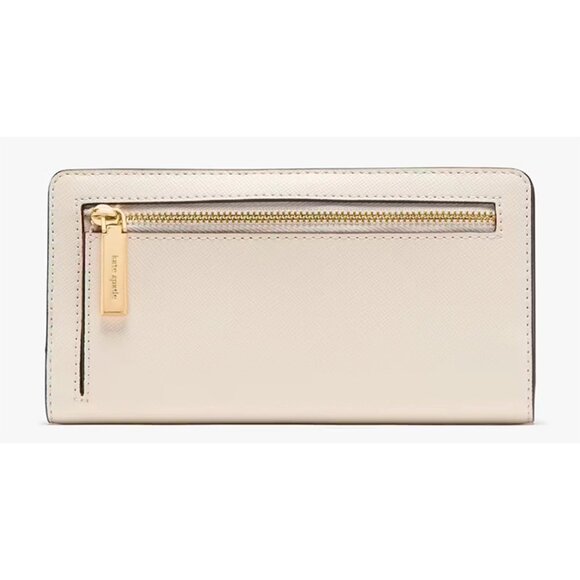 S Kate Spade Madison Large Slim Wallet Meringue White Leather KI366 NWT $179 - Picture 3 of 7